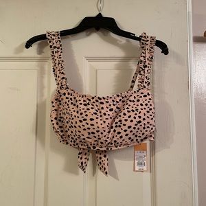 Kona sol bikini bathing suit top in dot cream